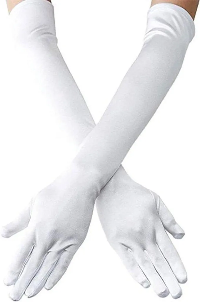 Gants de mariée longs en satin stretch pour soirée et déguisement chic
