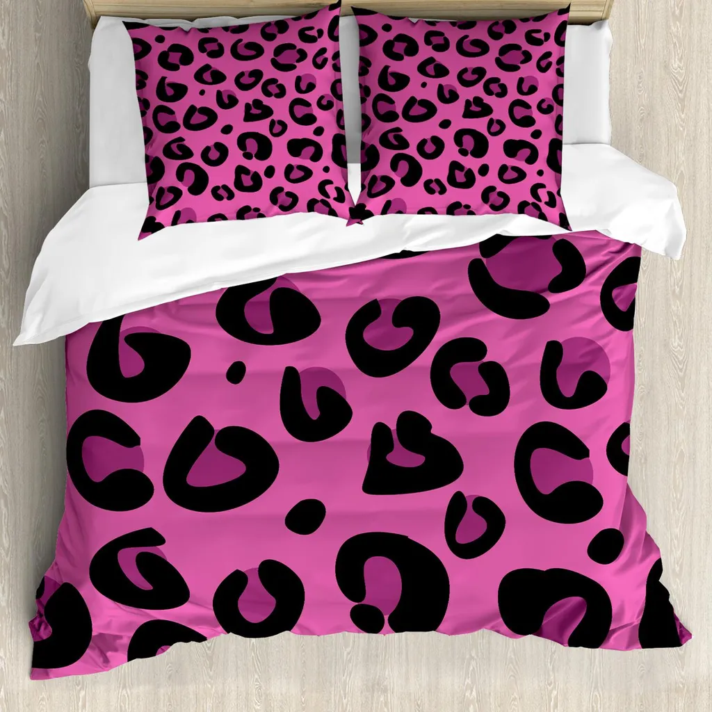 Housse de couette ABAKUHAUS motif léopard rose et noir 155x220 cm