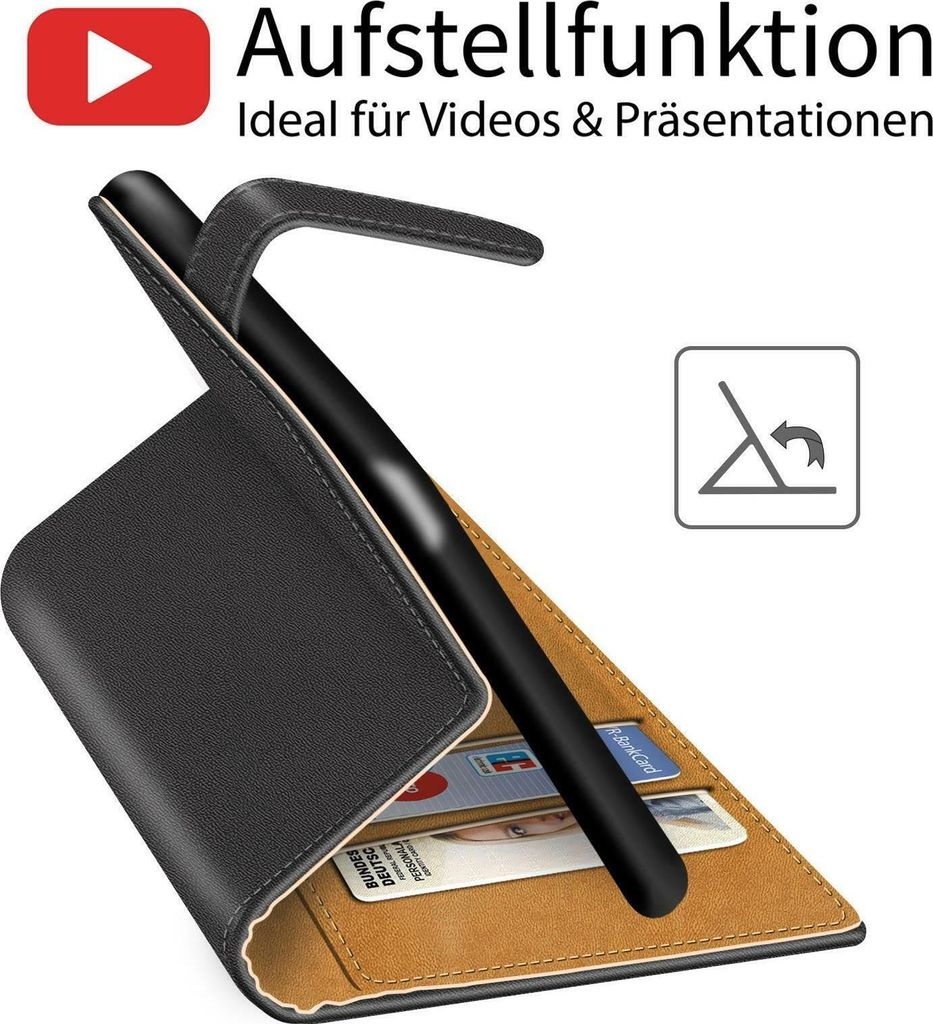 SEAHAI Leder Folio Hülle Für Motorola Moto G06/MOTO G06 Power, Ultra-dünn Premium PU Brieftasche Schutzhülle Mit Standfunktion/Kartenfach/RFID-Schutz/Magnetisch Stoßfeste Handyhülle - Schwarz
