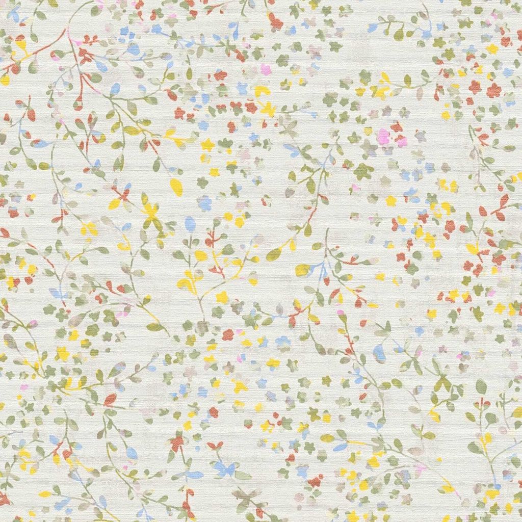 Profhome 397471-GU Blumen Tapete Floral matt creme grün gelb blau 5,33 m2