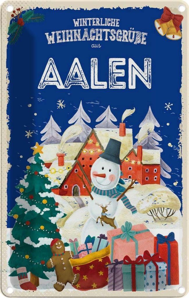 vianmo Blechschild 18x12 cm Weihnachtsgrüße AALEN Weihnachten Fest