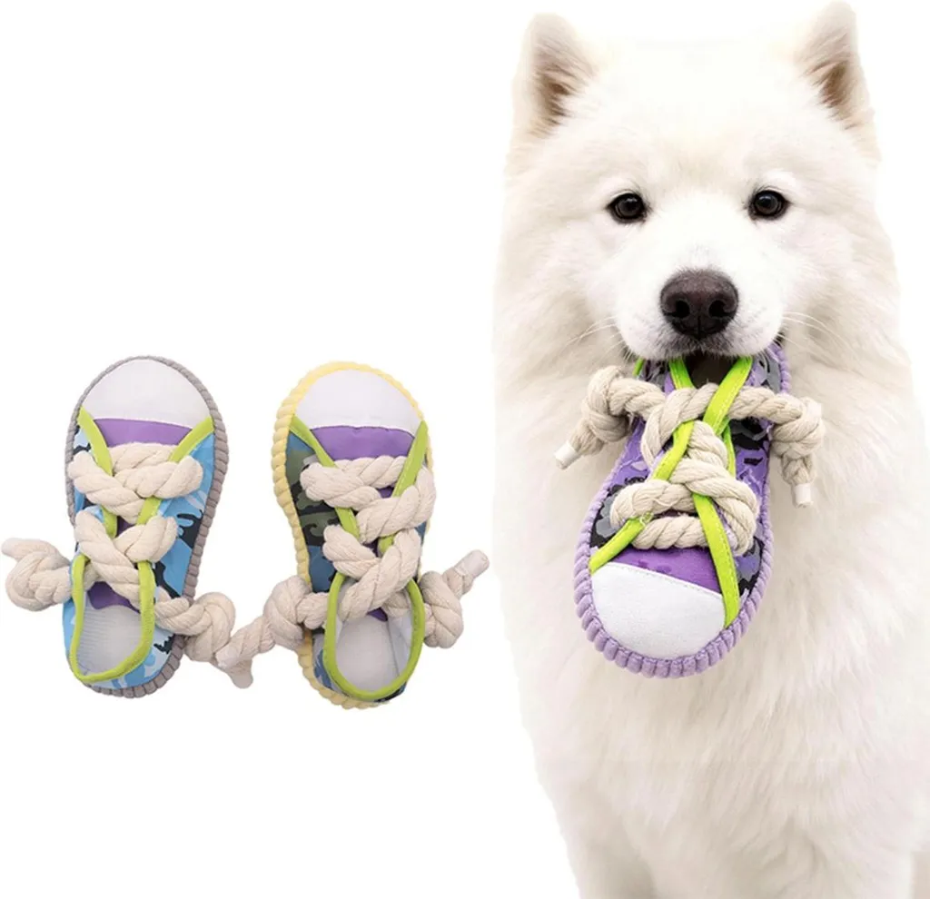 Scarpa in Tela per Cani Grigia | Gioco di Design con Squeaker INF - 7