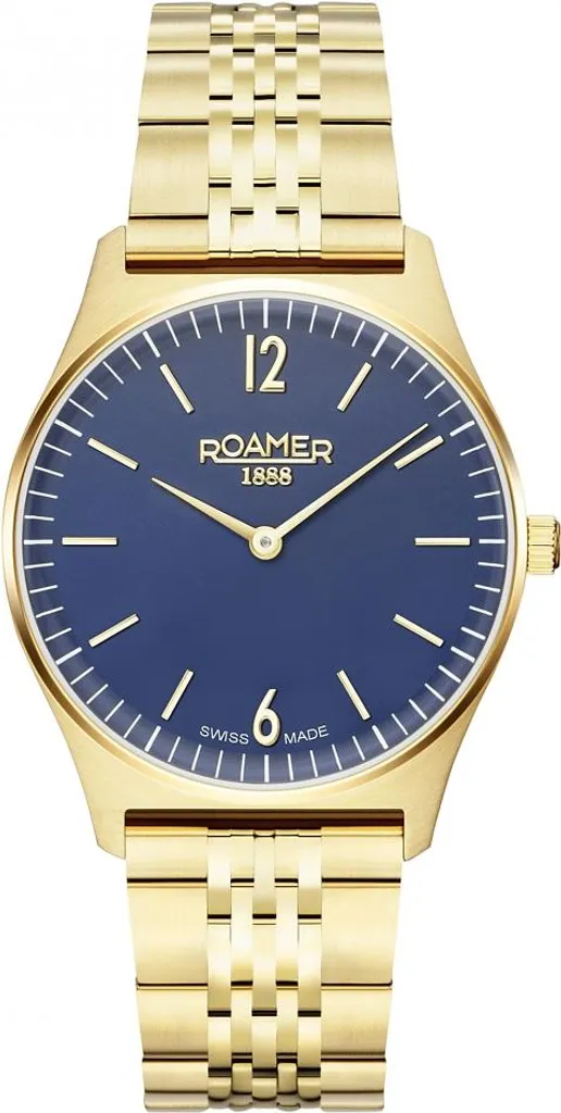 Montre femme ROAMER 650815 48 45 50 classique bleu marine en acier doré