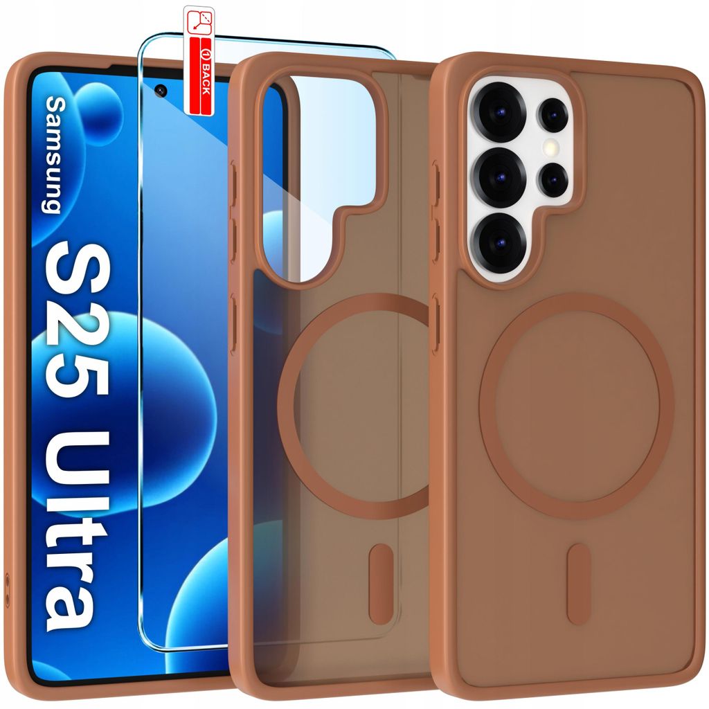 Mattes Magnet-Case für Samsung S25 Ultra | Kompatibel mit MagSafe, strapazierfähig + Glas