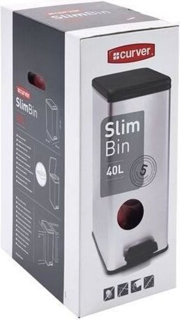 Curver Tretmülleimer Deco Schmal 40L Silbern Produktbild 14