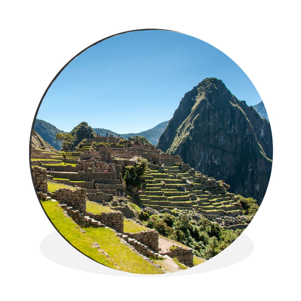 MuchoWow Aluminium Wandkreis Peru - Sonne - Machu Picchu Ø 60 cm Wanddeko Modern Wohnzimmer - Wand Kreis - Wandbild - Schlafzimmer - Aluminium B...