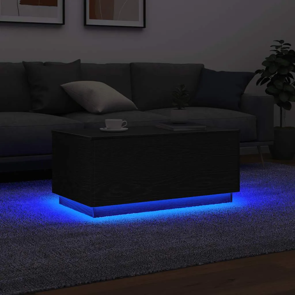 Tavolino Salotto LED Maison Exclusive Nero Rovere 90x50 - Antigraffio