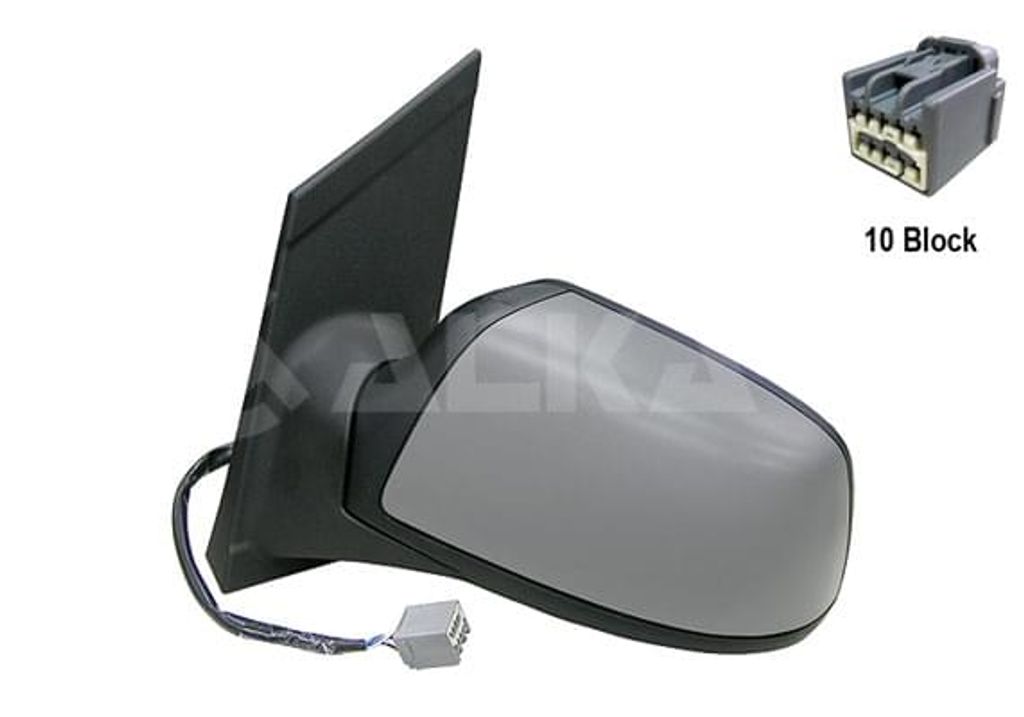 ALKAR 6129400 Außenspiegel Seitenspiegel Links für FORD Focus II Schrägheck (DA, HCP, DP) Beheizt Konvex Grundiert Elektrisch