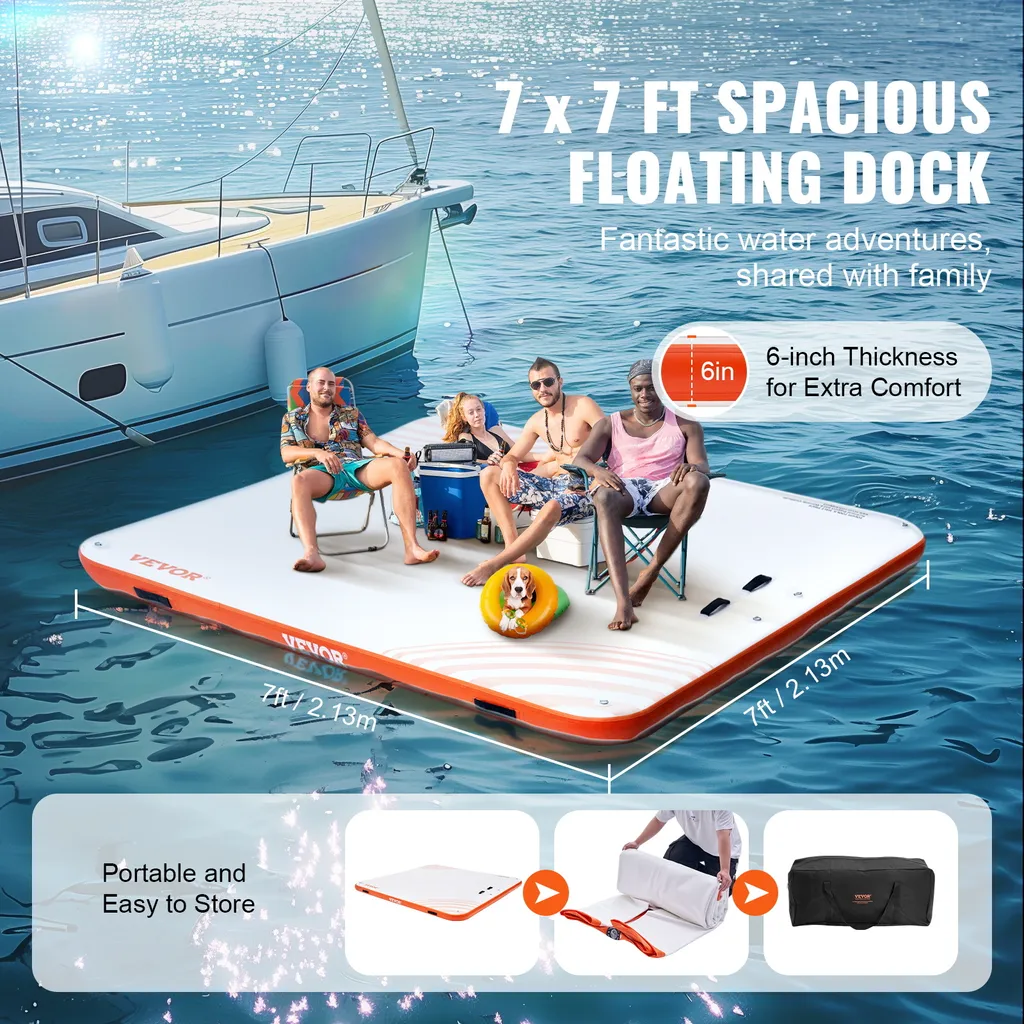 Dock de Baignade Gonflable Rigide 2,13m : Solution d'Accès Eau avec Échelle - 3