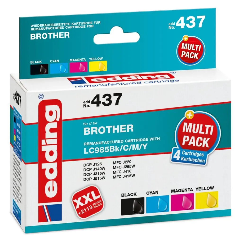 Réduisez vos coûts d'impression avec le pack Edding LC985BKCMY (18-437) fiable