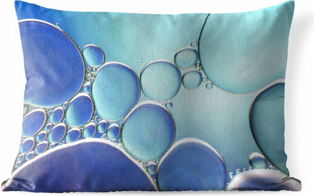 MuchoWow Outdoor Kissen - Blasen - Blau - Wasser - 60x40 cm - Wetterfest - Lounge Kissen - Zierkissen - Kissen für Innenräume