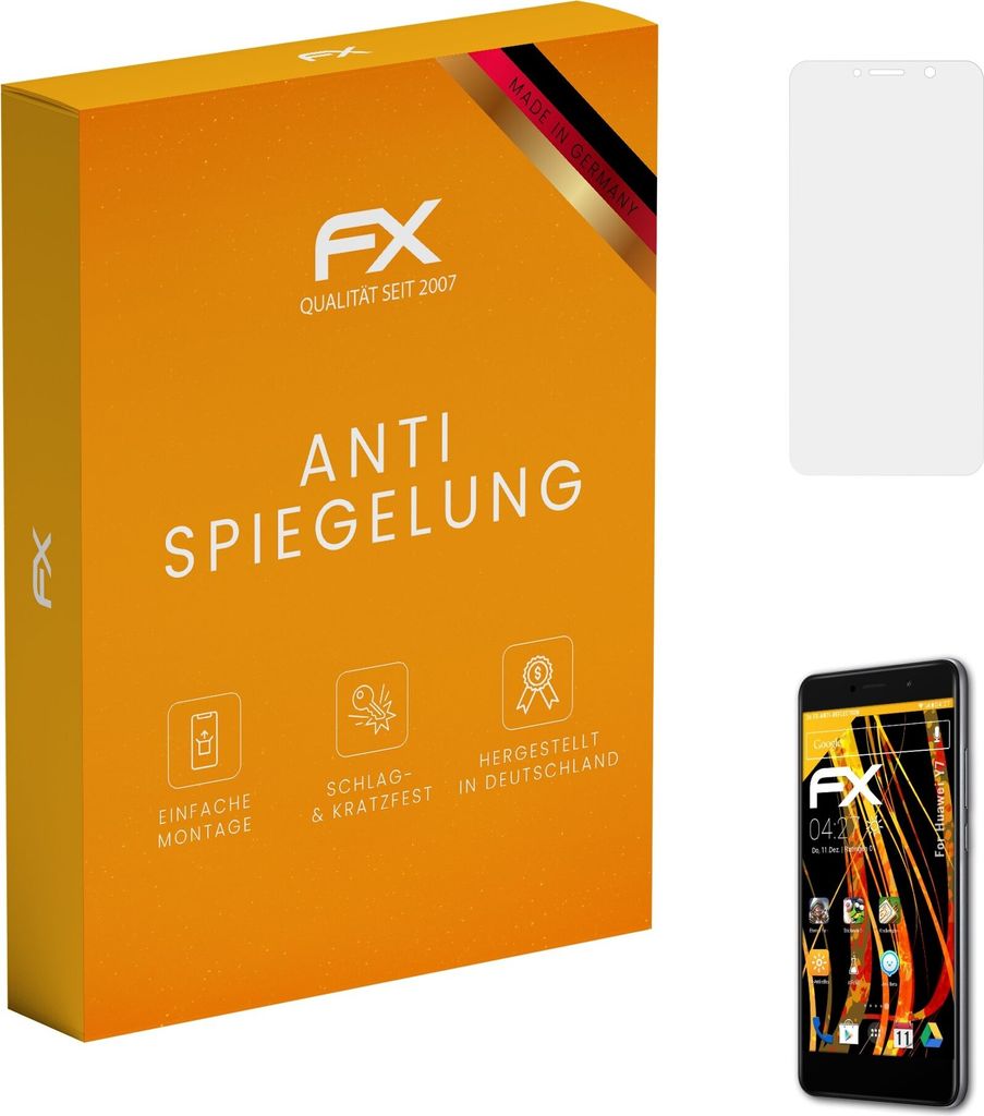 atFoliX FX-Antireflex 3x Schutzfolie kompatibel mit Huawei Y7 Displayfolie