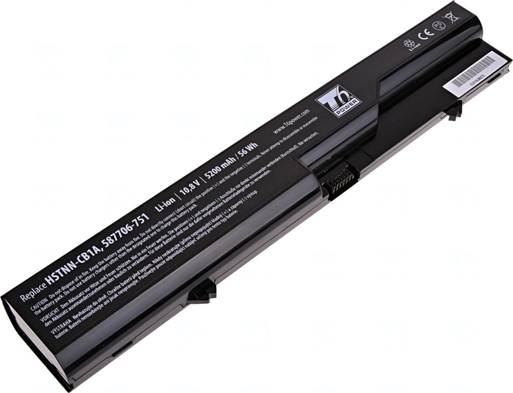 T6 Power Akku für Hewlett Packard Laptop, Teilenummer HSTNN-Q78C, Li-Ion, 10,8 V, 5200 mAh (56 Wh), schwarz