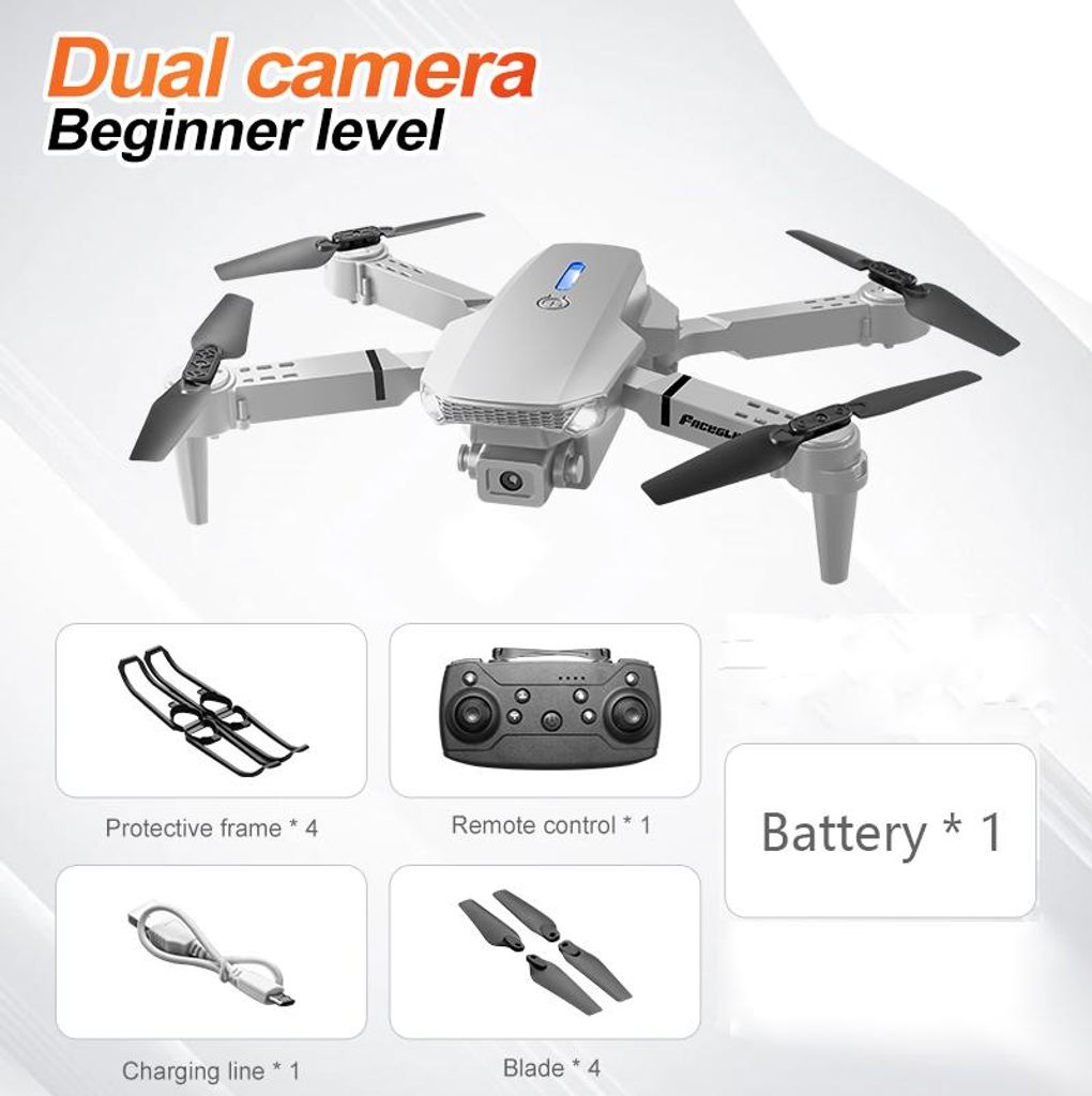 E88 Dual Kamera Drohne, WiFi FPV, faltbar, Höhenhaltung, Headless Mode, 360° Flip, RC Quadcopter für Anfänger, Geschenk für Outdoor Spaß