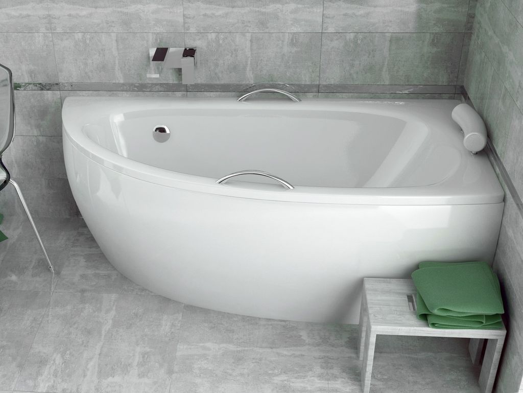 BADLAND Eckbadewanne Badewanne Milena RECHTS 150x70 mit Ablaufgarnitur, Füßen und Styroporverkleidung GRATIS