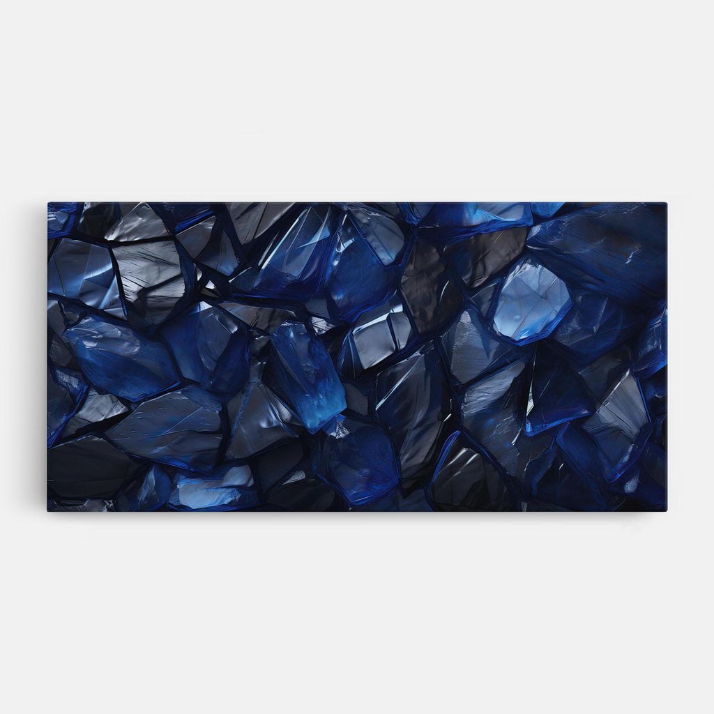 ARTHUB Leinwandbild 50x100 cm, Blue Crystal Shape | Wohnzimmerdekoration, Hängende Bilder, Wanddekoration, Heimdekoration, Abstrakte, Geometrische
