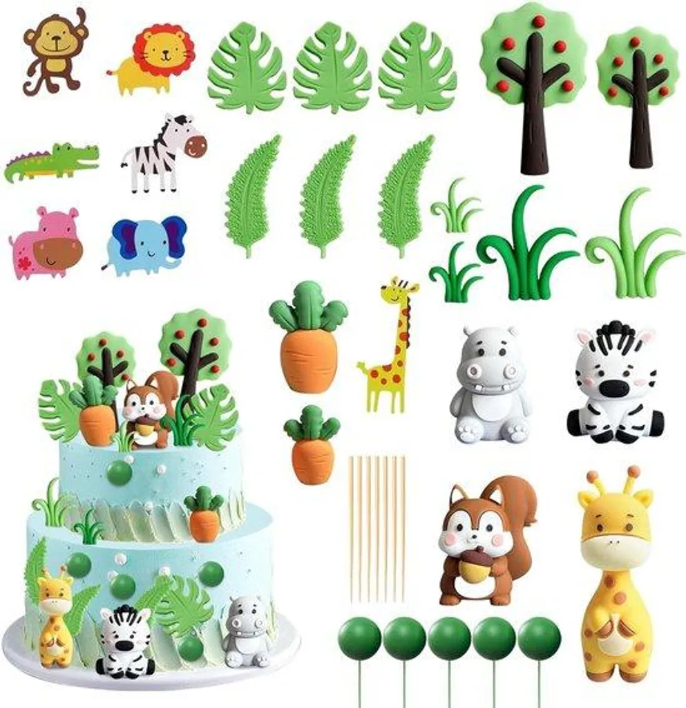 Figurines Animaux de la Jungle en Plastique - Set de 30 Pièces Savane