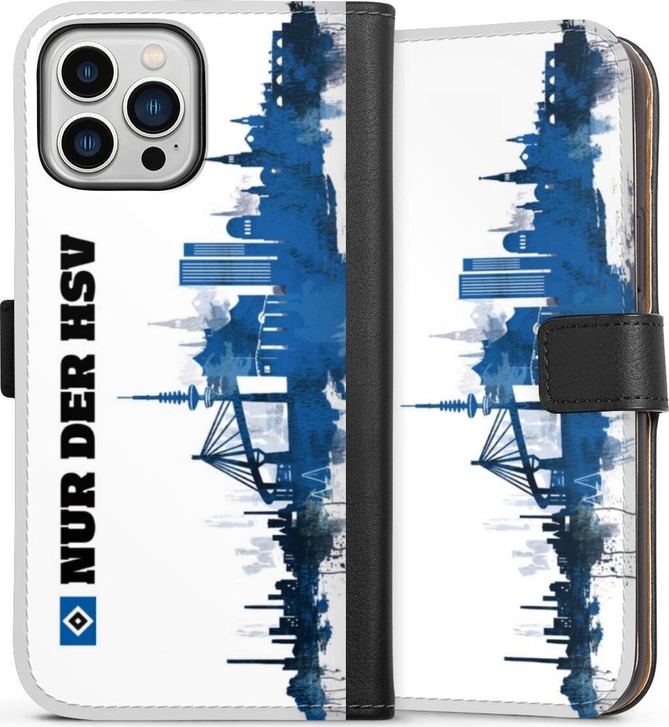DeinDesign Klapphülle für Apple iPhone 13 Pro Max Handytasche Lederhülle Tasche Bundesliga HSV Offizielles Lizenzprodukt