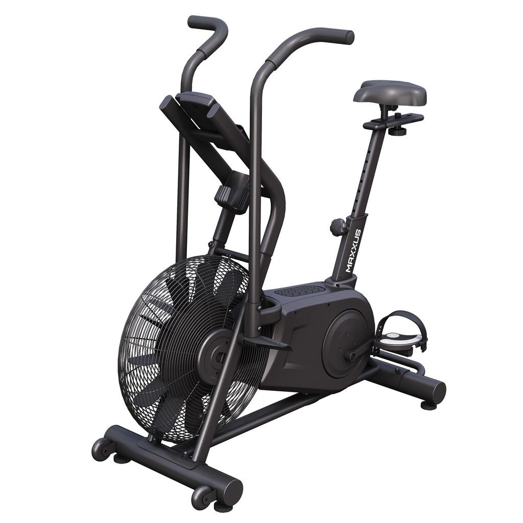 MAXXUS AirBike | Fitness Bike mit Luftwiderstand | 5 kg Stahlschwungrad | 8 Trainingsmodi | LCD-Display | Sitz verstellbar | CE | bis 130 kg