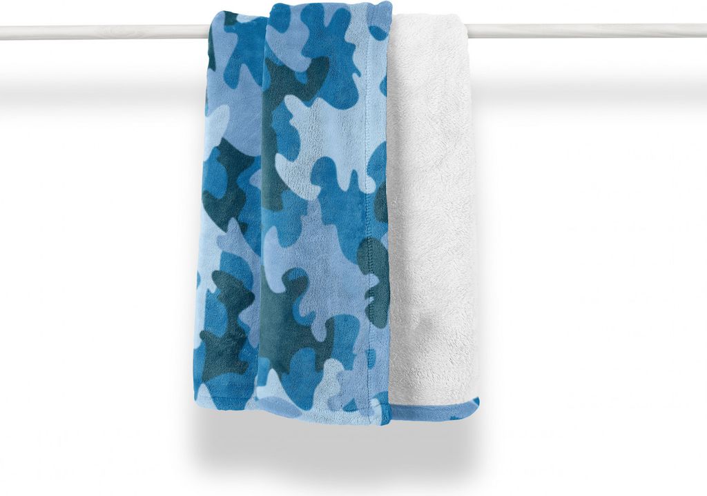 ABAKUHAUS Camo Weich Flanell Fleece Decke, Dunkle mit Pale Motive, Gemütlicher Plüsch für den Innen- und Außenbereich, 125 x 175 cm, Blau und H...