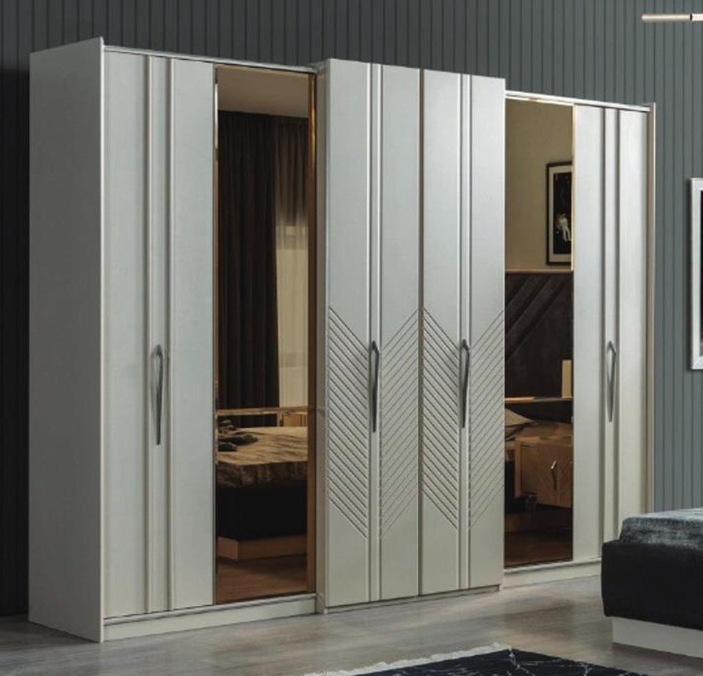 Weißer Moderner Kleiderschrank Schlafzimmer 4-türiger Holz Schrank Neu