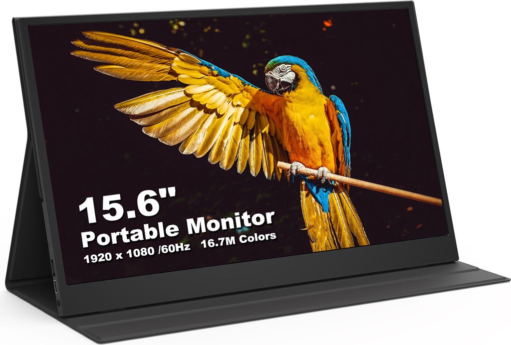 15,6 Zoll FHD 1080P Laptop-Monitor, IPS-Bildschirm, tragbarer externer Gaming-Monitor, Plug & Play mit Kunstlederbezug, kompatibel mit Laptop, PC, ...