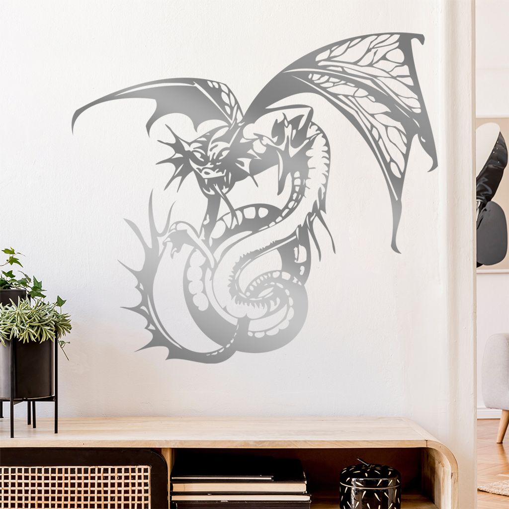 Drachen Biest Wandtattoo in 6 Größen - Wandaufkleber Wall Sticker - Dekoration, Küche, Wohnzimmer, Schlafzimmer, Badezimmer
