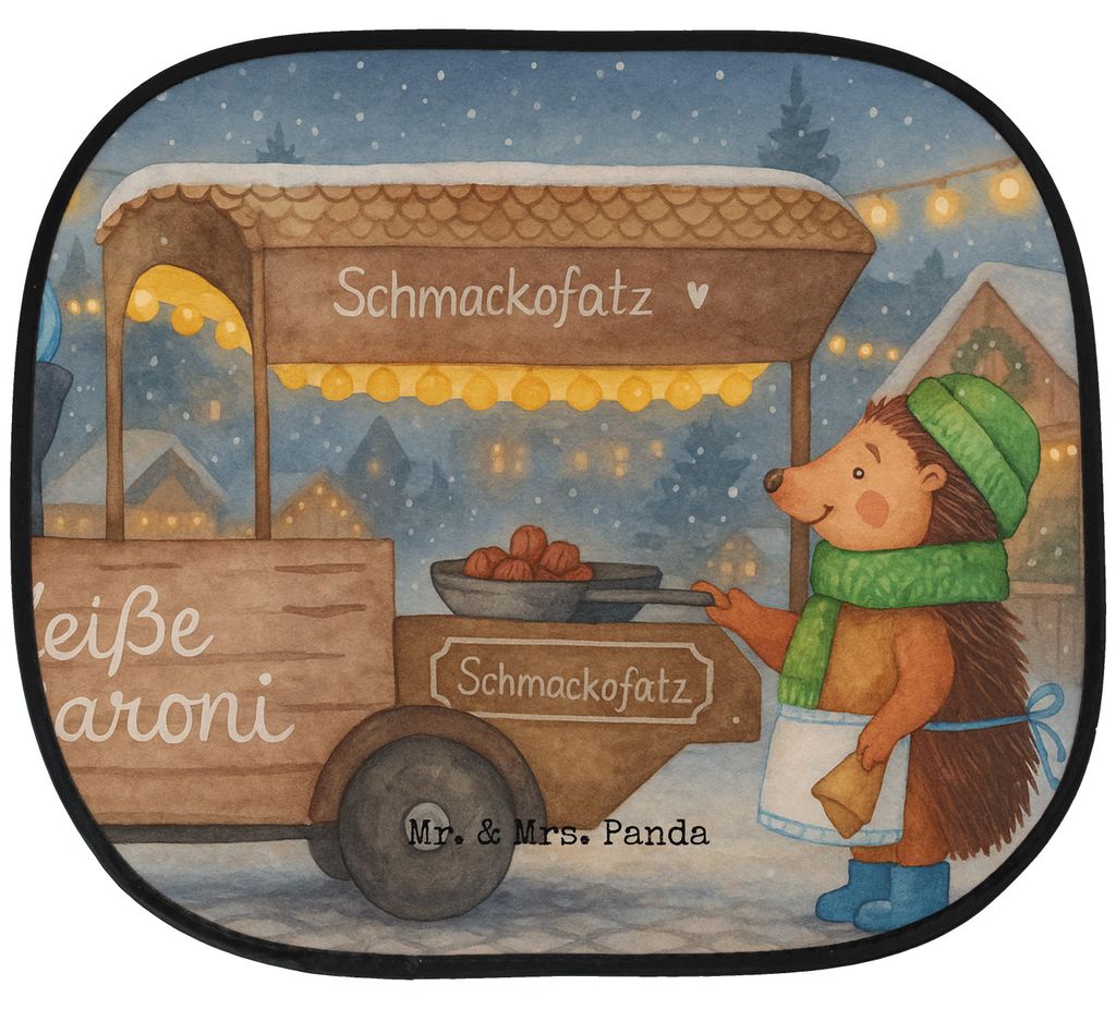 Mr. & Mrs. Panda Auto Sonnenblende Igel Maronen Design - Weiß - Geschenk, Sonnenschutz Kfz, für, hitzeschutz, Weihnachten, Weihnachtsmarkt, Duft,...