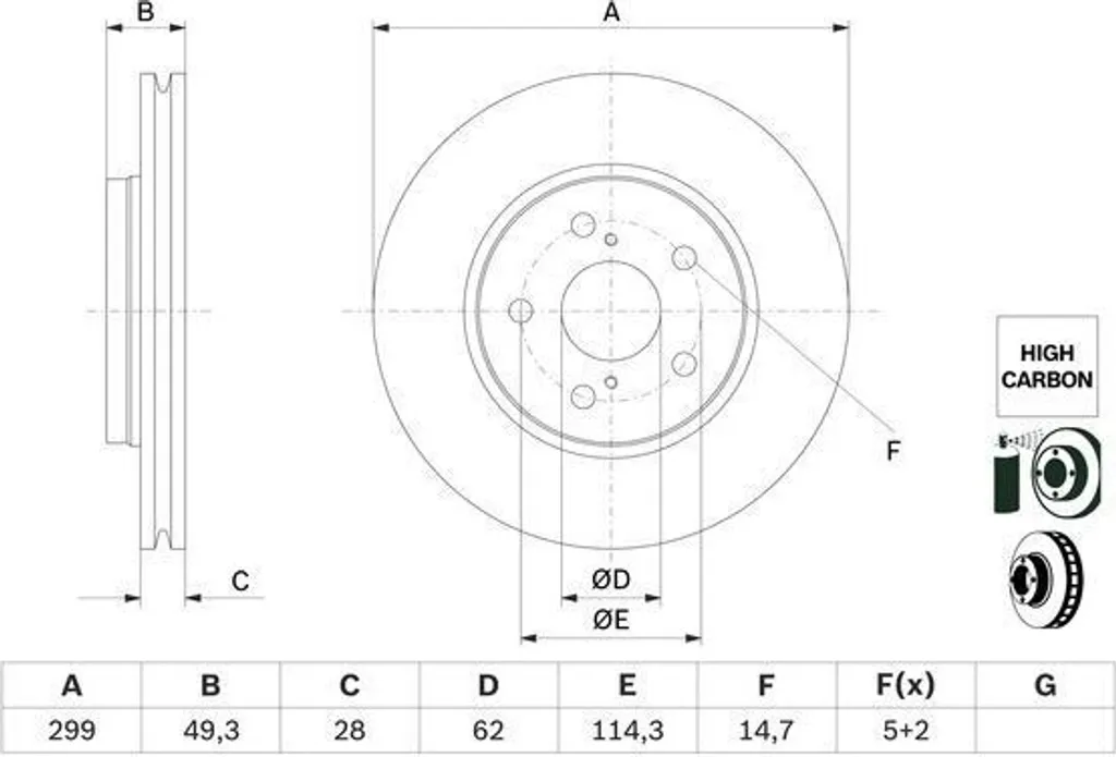Disque de Frein Haute Performance Bosch compatible Toyota C-HR Corolla