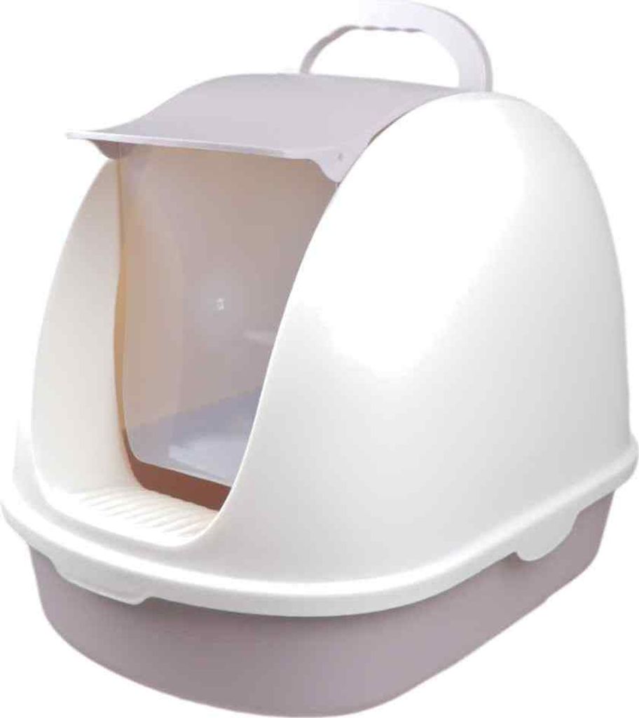 Domarex Große Katzentoilette geschlossen mit Klappe 56x39x42 cm – Roxy WC mit Schaufel – Ideal für Maine Coon & große Katzenrassen