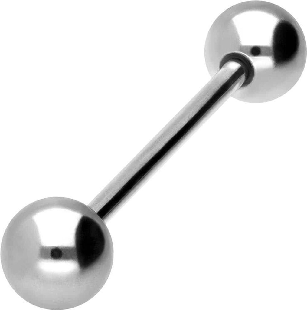 Zungenpiercing, Intim-Piercing Titan Barbell Silber Stablänge: 20mm + Stabstärke: 1,6mm + Kugelgröße: 6mm