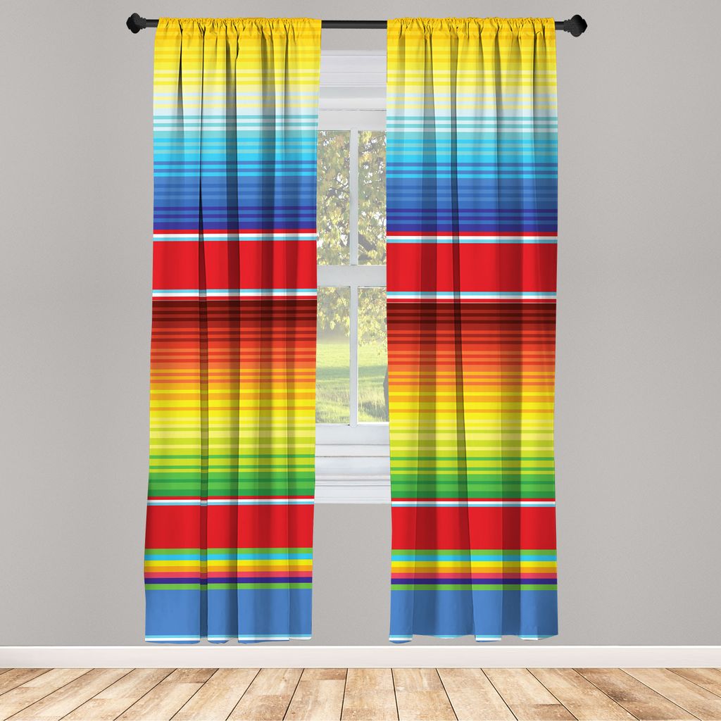 ABAKUHAUS Abstrakt Vorhänge 2 Panel Set für Wohnzimmer Schlafzimmer Nachbildung, Moderne Bunte Horizontale Linien Warme und Kühle Töne Geometri...