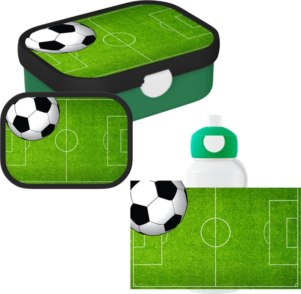 Mepal - Lunchset Campus Fußball - Set für Kinder mit Pop-up Trinkflasche & Lunchbox - Lunch-Set für die Schule oder unterwegs - Spülmaschinenfe...