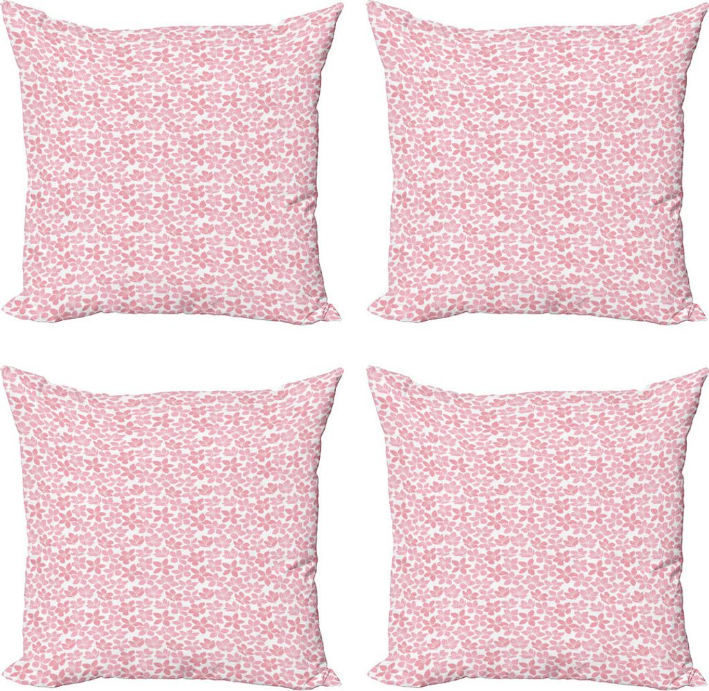 ABAKUHAUS Kirschblüte Kissenbezug Set (4 Stück), ungleichmäßiges Muster, Moderner Doppelseitiger Digitaldruck, 45 cm x 45 cm, Pale Pink Rubin u...