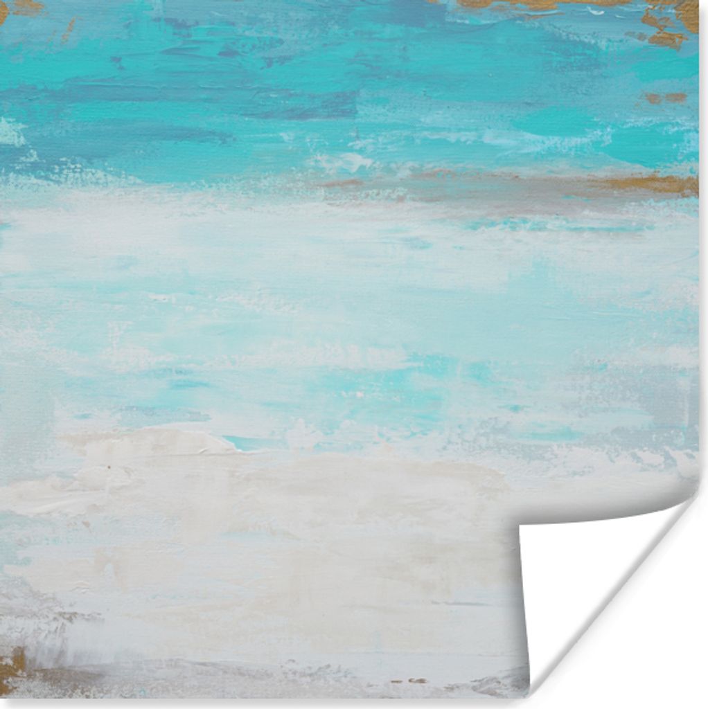 MuchoWow Poster Farbe - Blau - Weiß - Kunst 30x30 cm - Wandposter - Printing