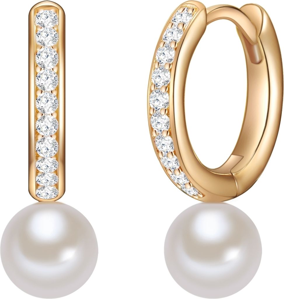 Valero Pearls Creolen Sterling Silber Zirkonia Süßwasser-Zuchtperle 50100048