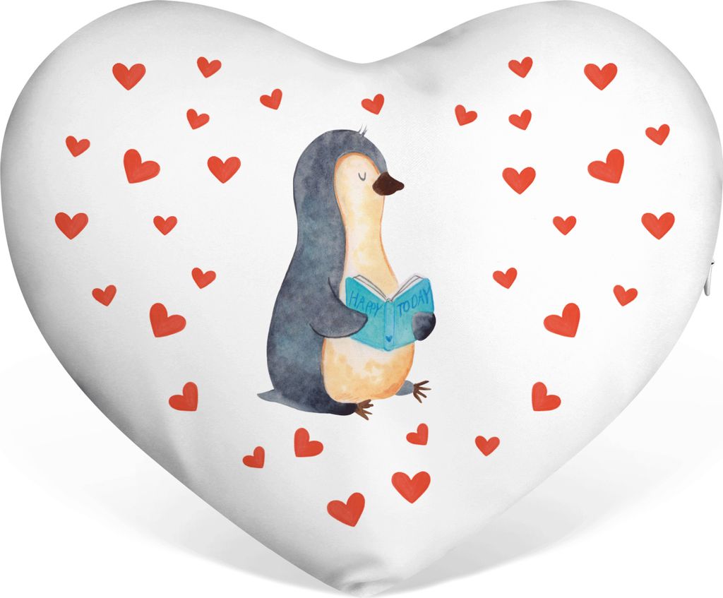 Mr. & Mrs. Panda Sofakissen Pinguin Buch - Weiß - Geschenk, Produktbild 