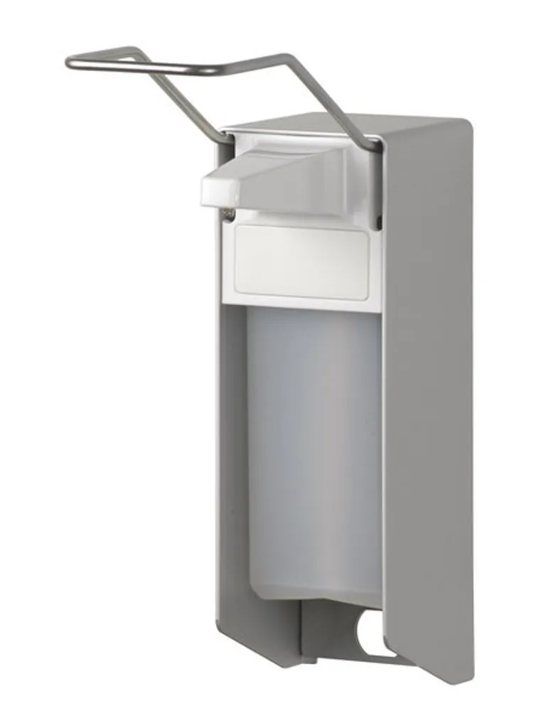 Distributeur de savon mural 500ml aluminium gris pour usage médical