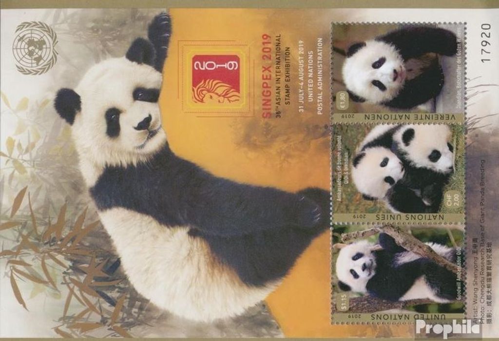 Briefmarken UNO - Wien 2019 Mi Block55 (kompl.Ausg.) postfrisch Panda