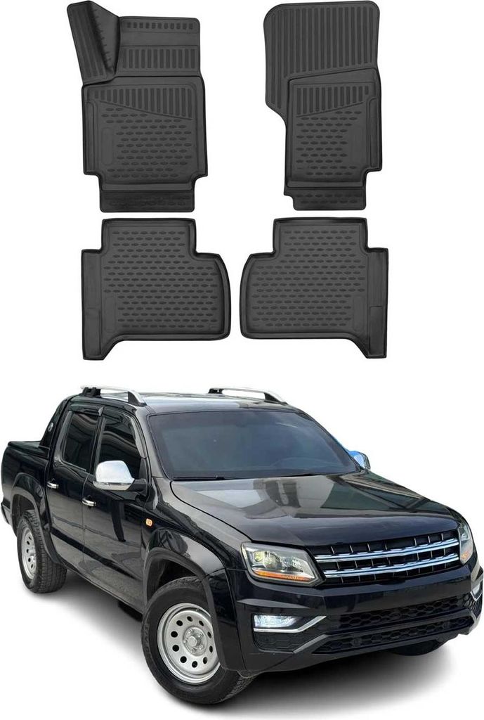 OMAC Gummimatten Fußmatten für VW Amarok 2018-2021 TPE Automatten Schwarz 4x