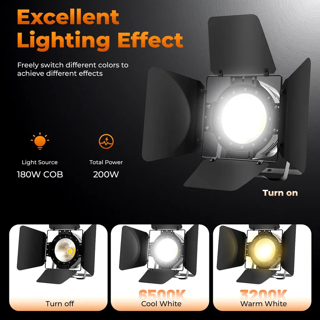 Jeu de lumière de scène DMX - Projecteur LED Noir Standard IP20 de Soirée - 2