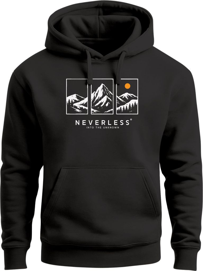 Hoodie Herren Print Aufdruck Tryptichon Berge Wandern Natur Design Kapuzen-Pullover Männer Fashion Streetstyle Neverless