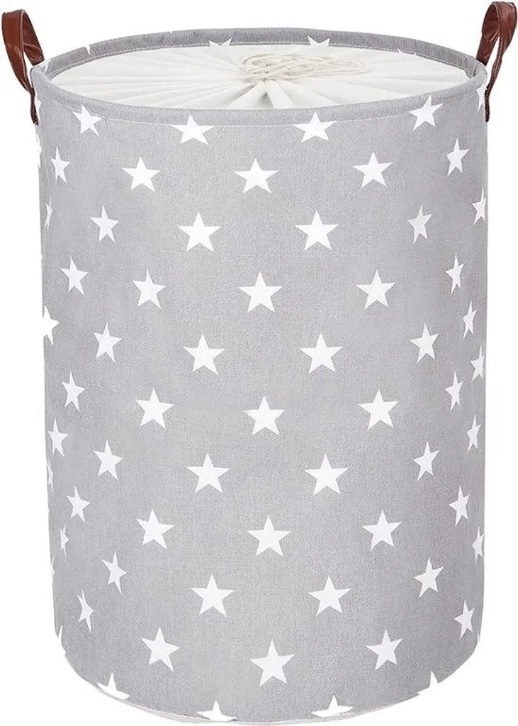 Panier à linge pliable 50 cm en tissu gris avec poignées solides