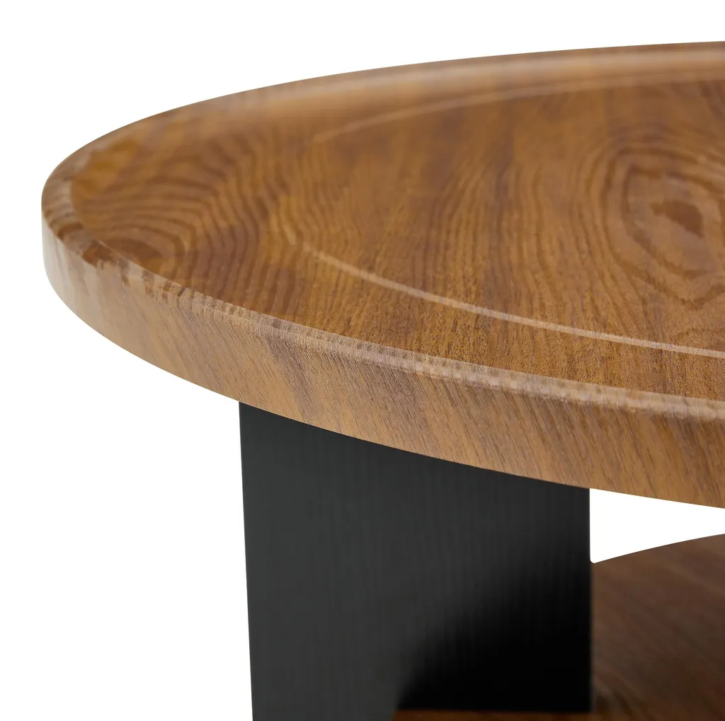 Table basse ronde 80cm avec rangement et table d'appoint en bois - 17