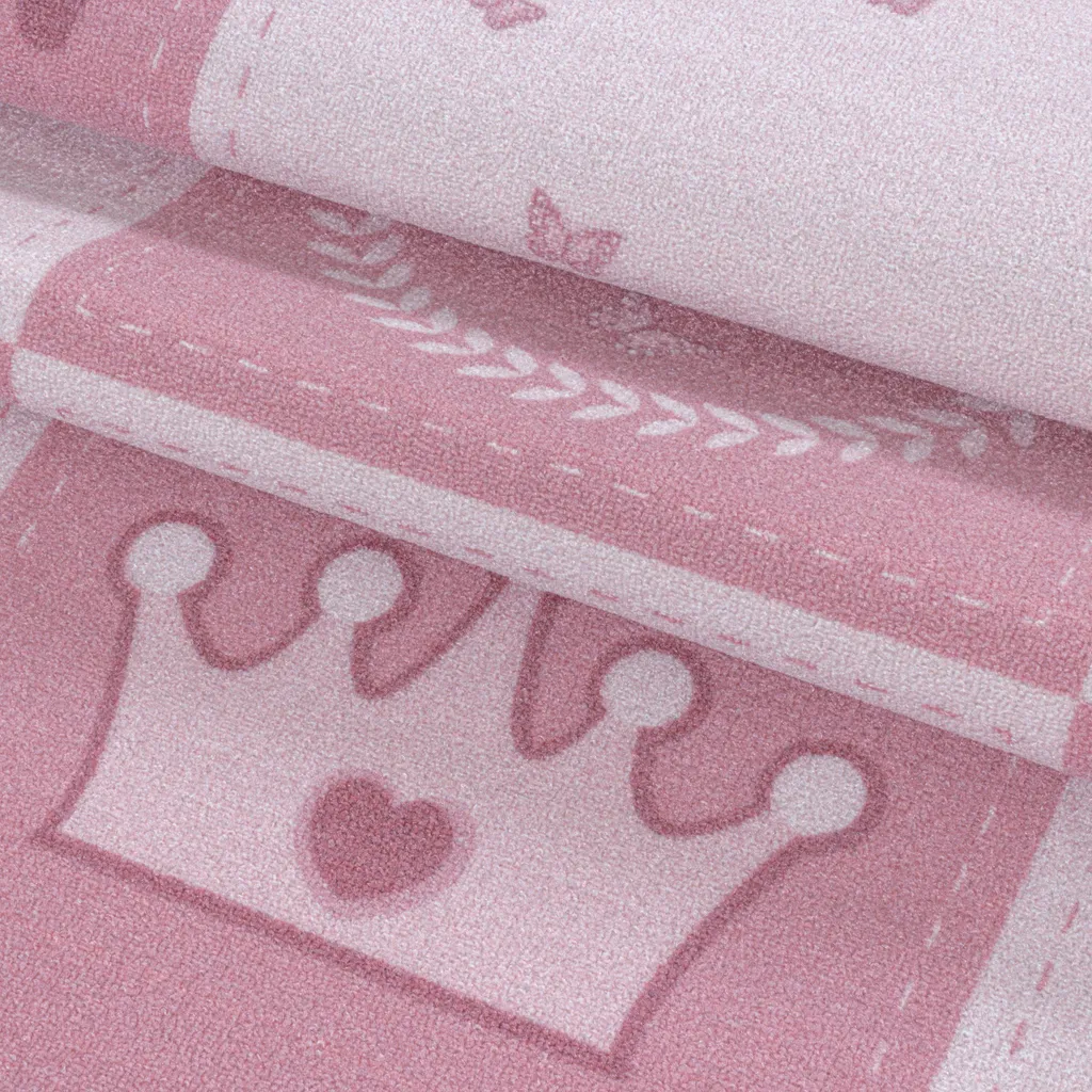 Tapis Rose Antidérapant et Lavable 80x120 cm Design Princesse Moderne