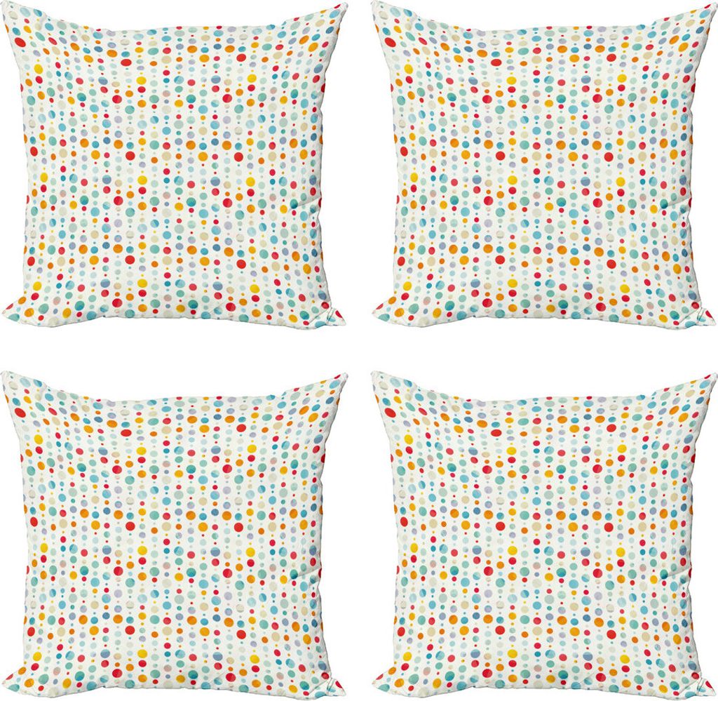 ABAKUHAUS Abstrakt Kissenbezug Set (4 Stück), Bunte große Punkte, Moderner Doppelseitiger Digitaldruck, 40 cm x 40 cm, Mehrfarbig