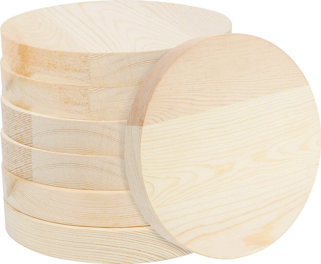 Belle Vous Runde Holzscheiben zum Basteln (7er Pack) - Baumscheibe 15 cm Durchmesser- 20 mm Dick - Natürliche Holzscheiben Groß Ausschnitte für DIY-Bastelprojekte, Weihnachtsdeko & Türschilder