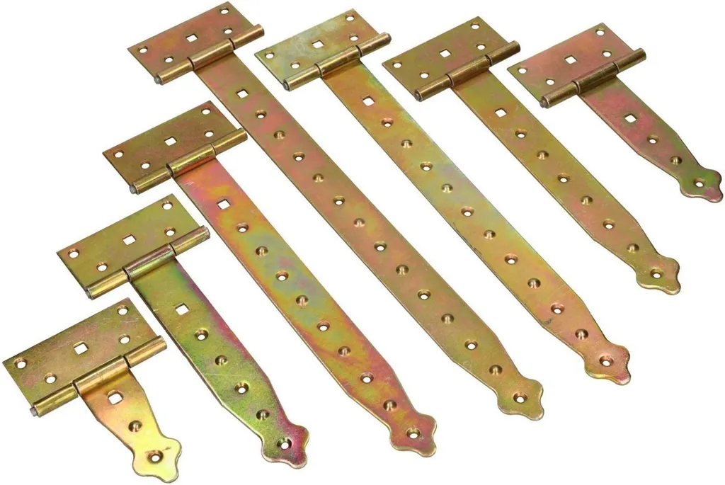 8x T-Scharnier 100mm Gelb Verzinkt - Für Zäune & Möbel