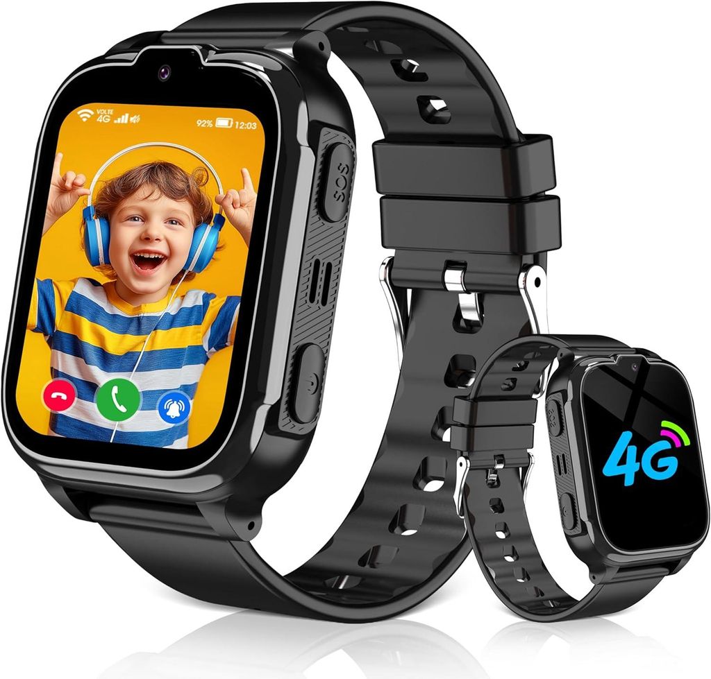 Smartwatch Kinder 4G mit GPS & Telefon, wasserdichte Kinderuhr IP68 mit Videoanruf, SOS, Voice Chat, Wecker, Schulmodus, Geschenk für Jungen & Mä...