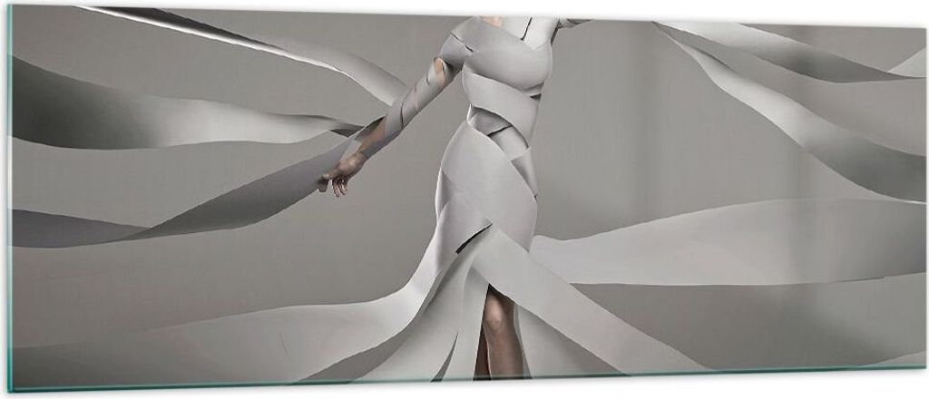 Bilder auf glas - Frau Modell Streifen Emotionen - 140x50cm - Glasbilder - Wandbilder - Kunstdruck - zum Aufhängen bereit - Wanddekoration aus Gla...